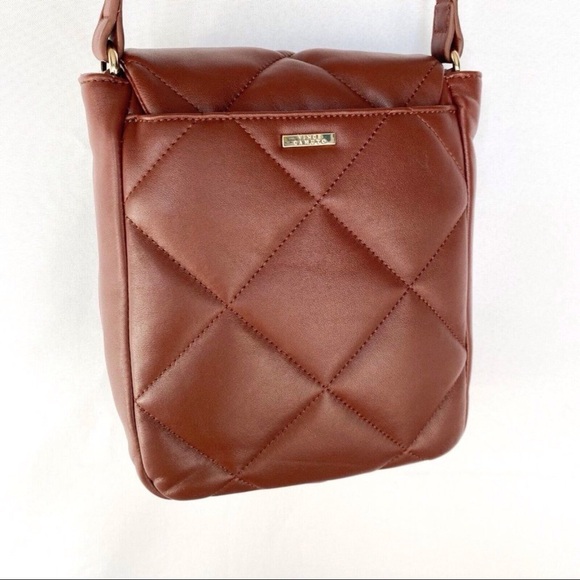 🤎 NWT VINCE COMUTO QUILTED BROWN LEATHER CROSSBODY BAG! - Picture 4 of 6